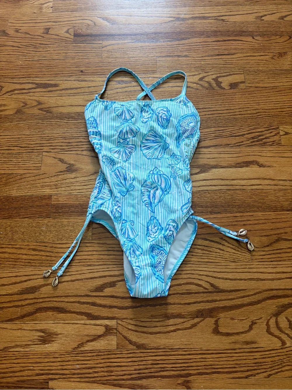Lilly Pulitzer Aqua Seashell Print One-Piece Swimsuit